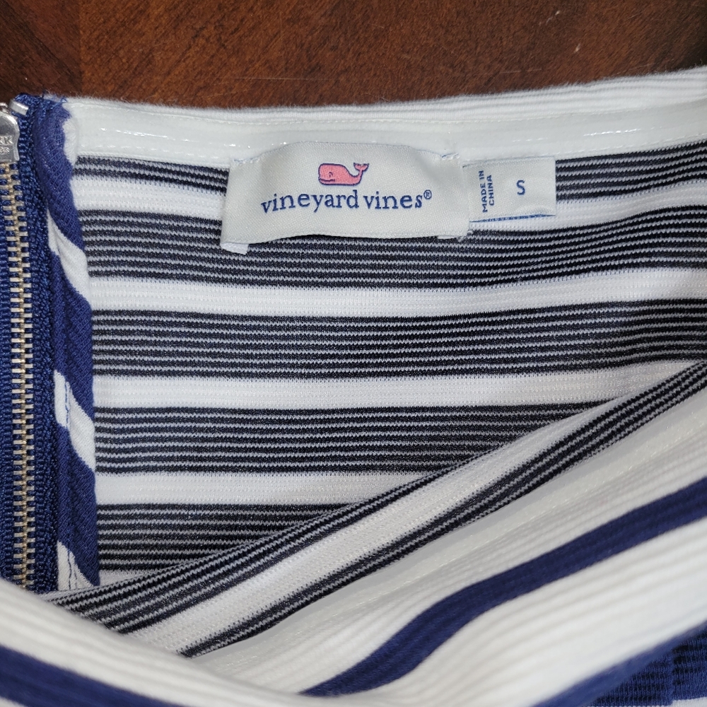 Vineyard Vines Off-the-Shoulder Navy & White Midi Dress – Size Small - Picture 8 of 10